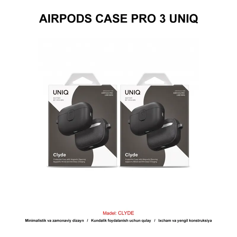 AIRPODS CASE PRO 3 UNIQ CLYDE BLACK/DARK GREY