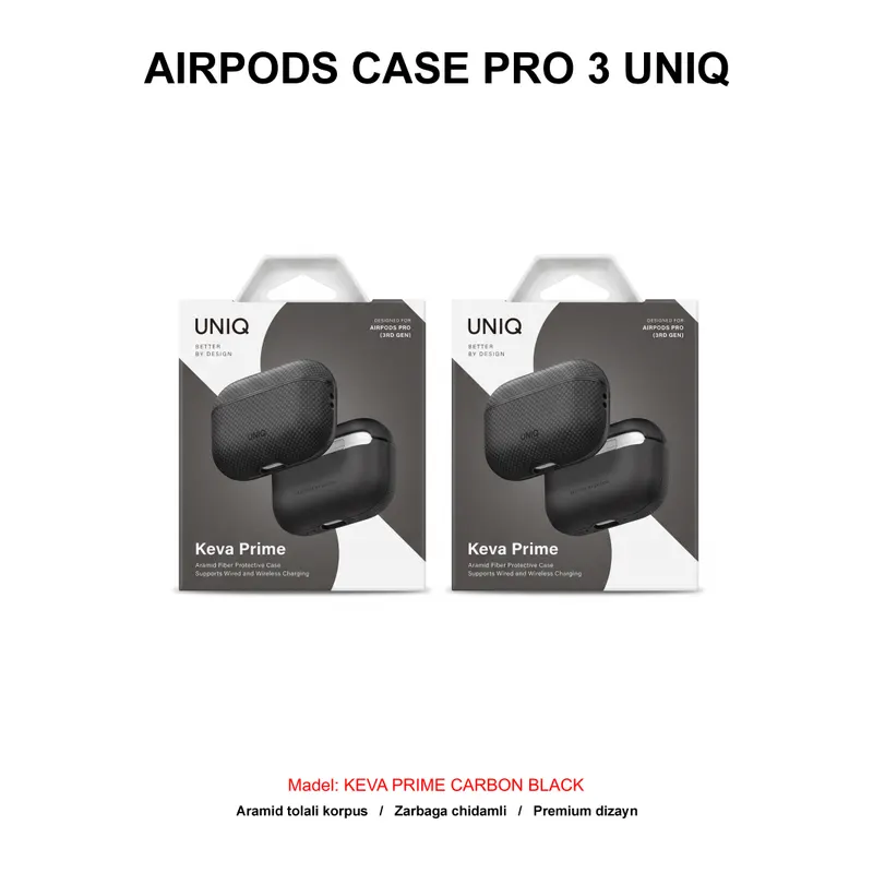 AIRPODS CASE PRO 3 UNIQ KEVA PRIME CARBON BLACK