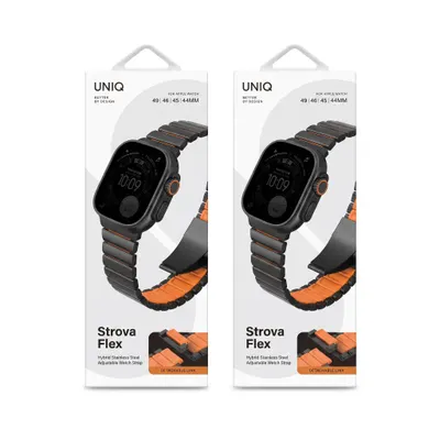 REMESHOK 44-49mm UNIQ STROVA FLEX MIDNIGHT BLACK/VOLT ORANGE