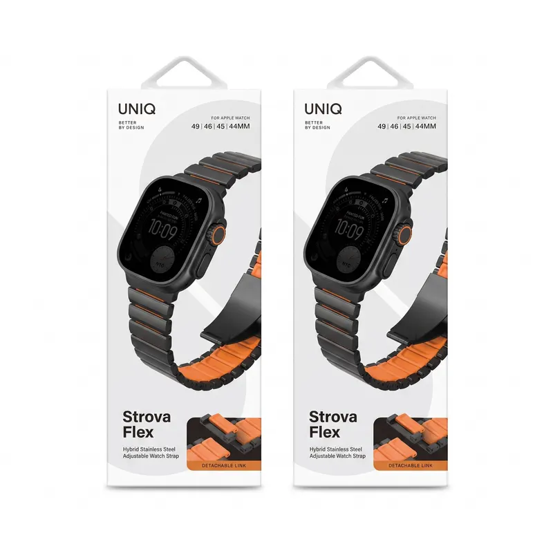 REMESHOK 44-49mm UNIQ STROVA FLEX MIDNIGHT BLACK/VOLT ORANGE