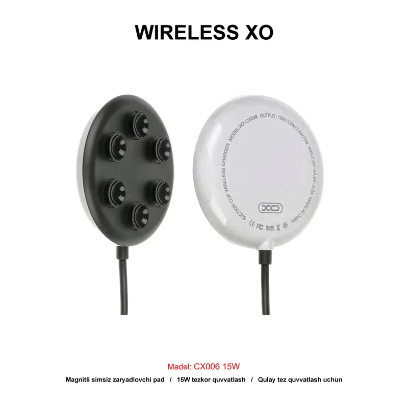 WIRELESS XO CX006 15W BLACK+WHITE